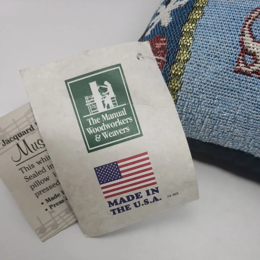 Jacquard Woven Snowman Pillow with Tags *NO MUSIC SEE DESCRIPTION* Made in USA